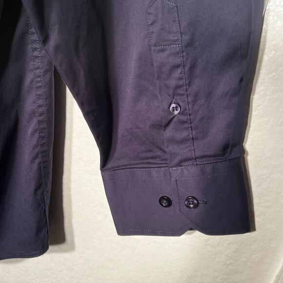 Alain Andre of Paris 6XL Mens Slim Fit Button-Down Dress Shirt Navy Blue Formal - Picture 8 of 16